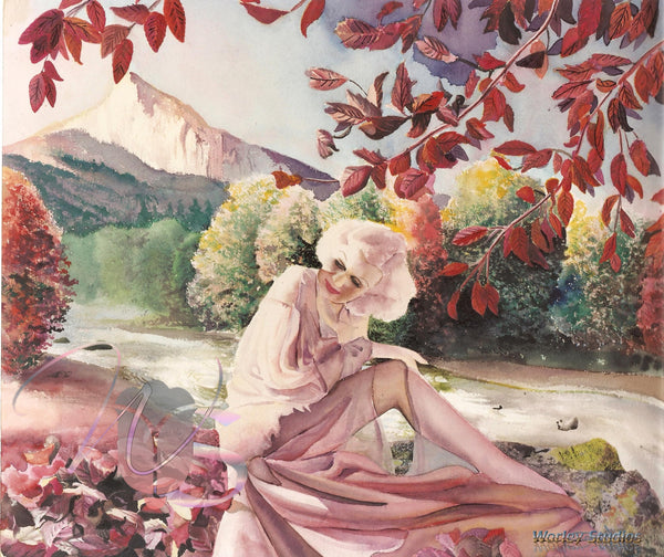 Autumn - Original Watercolor of Jean Harlow by Worley (SOLD)