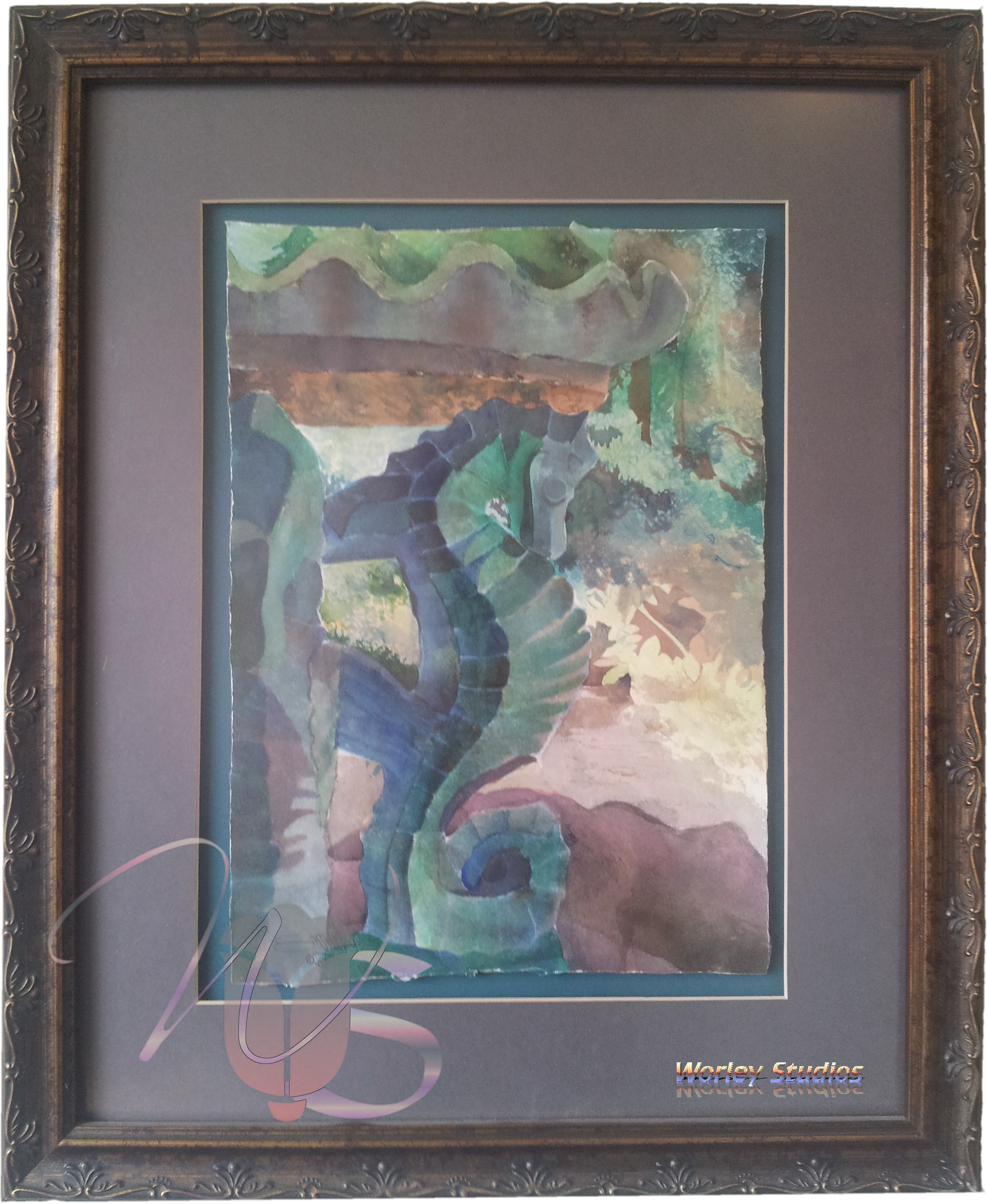 The Seahorse Fountain - Original Watercolor